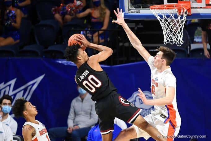 Colin Castleton goes up for a block against South Carolina - 1280x853
