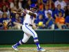 Florida Gators softball player Charla Echols fouls off a pitch -1280x854