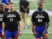 Florida Gators tight end Kyle Pitts and quarterback Kyle Trask warm up before the 2020 SEC Championship Game - 1280x854