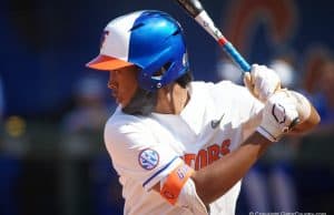 Florida Gators softball player Cheyenne Lindsey bats in 2021 - 1280x854