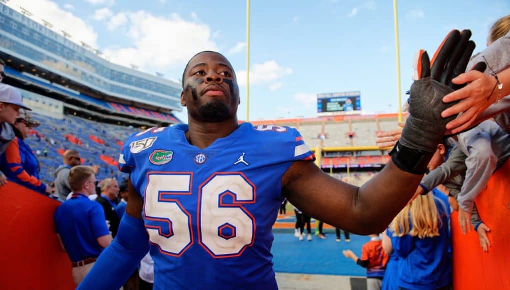 Florida Gators defensive lineman Tedarrell Slaton goes to the locker room after the 2019 Vanderbilt game - 1280x854