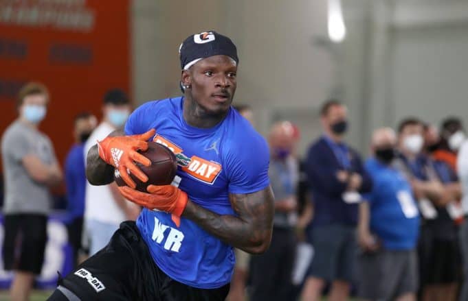 Receiver Kadarius Toney makes a catch at Florida's Pro Day - 1280x826