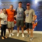 Offensive lineman Preston Cushman with Florida Gators head coach Dan Mullen-1000x776