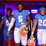 Florida Gators defensive lineman Zachary Carter, running back Malik Davis and Ventrell Miller- 1280x852
