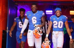 Florida Gators defensive lineman Zachary Carter, running back Malik Davis and Ventrell Miller- 1280x852