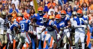 Florida Gators defense celebrates after a sack against Vanderbilt- 1280x853