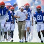 Florida Gators head coach Dan Mullen leads the Gators out of the tunnel before the Vanderbilt game- 1280x853