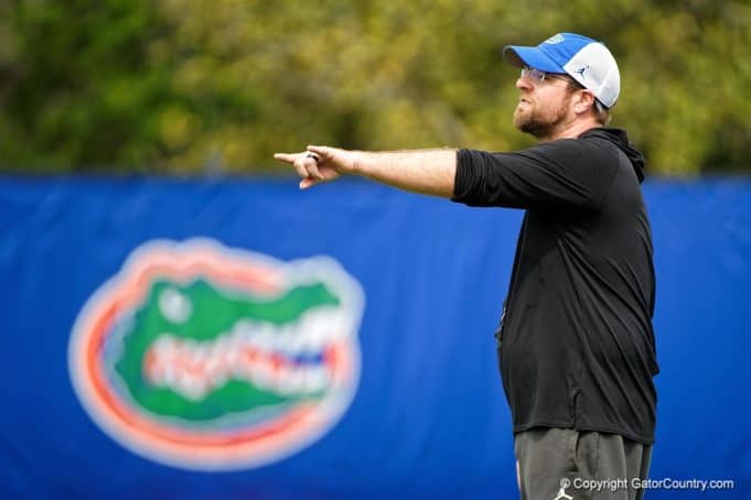 Defensive coordinator Patrick Toney coaching practice- 1024x683