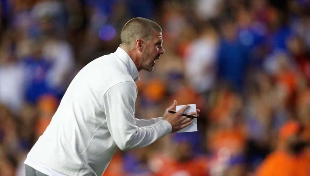 Florida Gators head coach Billy Napier coaches the Orange and Blue game.-1024x683