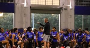 Billy Napier talks to recruits at Friday Night Lights.-1280x853