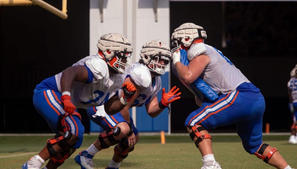 Florida Gators offensive linemen practice ahead of Utah- 1280x853