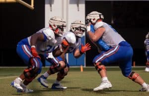 Florida Gators offensive linemen practice ahead of Utah- 1280x853