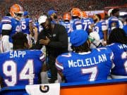 Defensive line coach Sean Spencer talks with his defensive line during the USF game- 1280x853