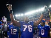 Florida Gators offensive lineman Richard Gouraige celebrates the win over Utah- 1280x853