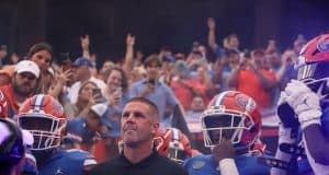 Florida Gators head coach Billy Napier and the team enter the Swamp before Kentucky- 1280x886