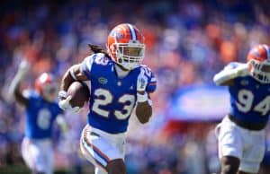 Florida Gators defensive back Jaydon Hill returns an INT against Missouri-1280x853