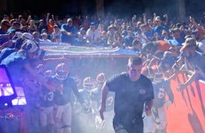 Florida Gators head Billy Napier leads the Gators out of the tunnel- 1280x1024
