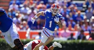 Florida Gators receiver Ricky Pearsall scores against Eastern Washington- GatorCountry photo taken by David Bowie