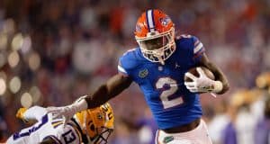 Florida Gators running back Montrell Johnson Jr scores against LSU- 1280x853