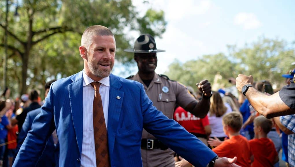 Florida Gators head coach Billy Napier at Gator Walk before the South Carolina game- 1280x853