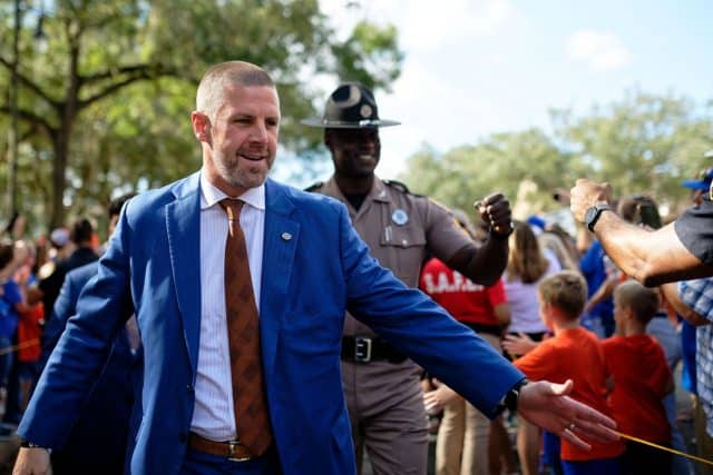 Florida Gators head coach Billy Napier at Gator Walk before the South Carolina game- 1280x853