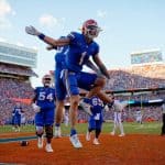 Florida Gators receiver Ricky Pearsall and Jonathan Odom celebrate a touchdown- 1280x853