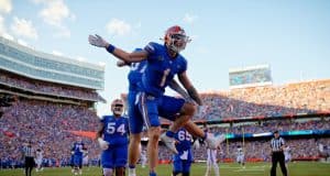Florida Gators receiver Ricky Pearsall and Jonathan Odom celebrate a touchdown- 1280x853