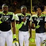 Florida Gators Football signees Kelby Collins, Ja'keem Jackson and Sharif Denson during the first day of practice for the 2023 Under Armour All-America game- 1280x853