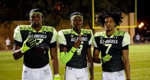 Florida Gators Football signees Kelby Collins, Ja'keem Jackson and Sharif Denson during the first day of practice for the 2023 Under Armour All-America game- 1280x853