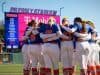 The 2023 Florida Gators softball huddles before taking on Bowling Green- 1280x853