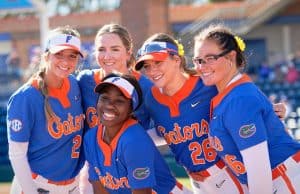 The Florida Gators softball team poses for photos before the Bowling Green game- 1280x853