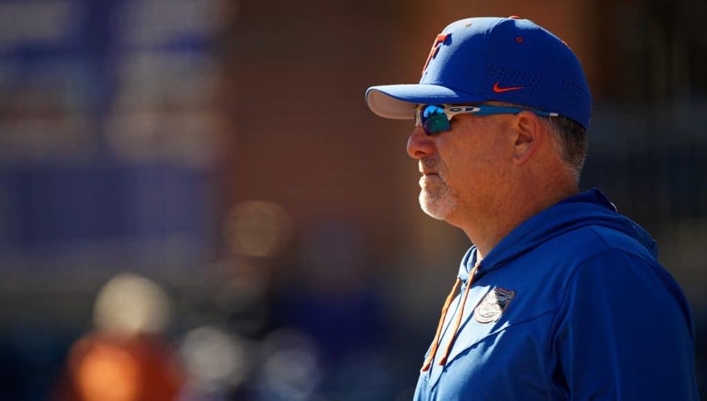 Florida Gators softball coach Tim Walton looks on as the Gators defeated Bowling Green- 1280x853