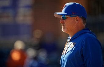 Florida Gators softball coach Tim Walton looks on as the Gators defeated Bowling Green- 1280x853