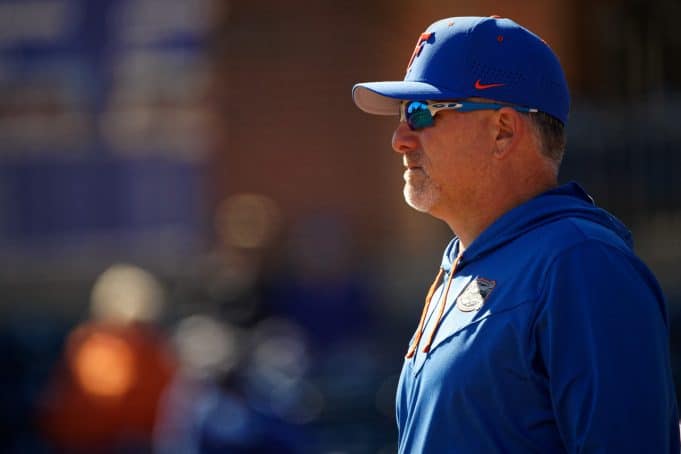 Florida Gators softball coach Tim Walton looks on as the Gators defeated Bowling Green- 1280x853