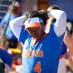 Florida Gators softball 3B Charla Echols prepares for the Bowling Green game- 1280x853