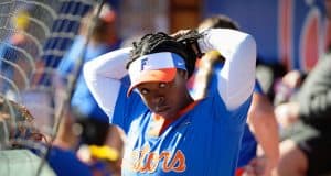 Florida Gators softball 3B Charla Echols prepares for the Bowling Green game- 1280x853