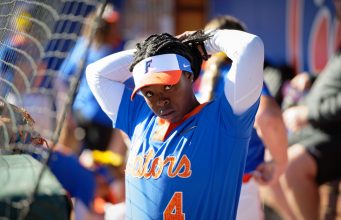 Florida Gators softball 3B Charla Echols prepares for the Bowling Green game- 1280x853