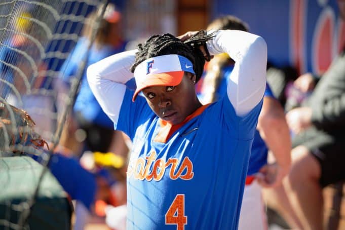 Florida Gators softball 3B Charla Echols prepares for the Bowling Green game- 1280x853