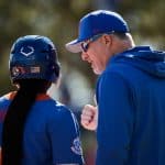 Florida Gators softball head coach Tim Walton talks with Charla Echols- 1280x853