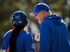 Florida Gators softball head coach Tim Walton talks with Charla Echols- 1280x853
