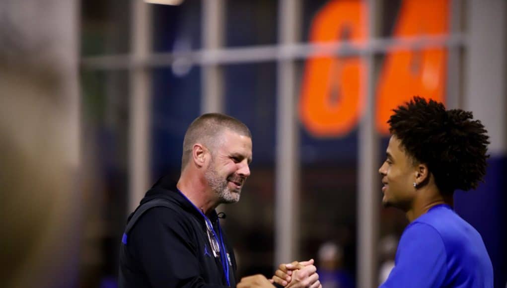Florida Gators receiver commit Izaiah Williams with Billy Napier- 1280x853