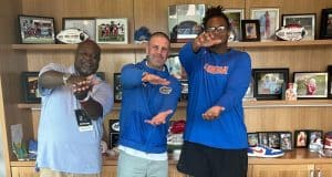 Offensive lineman Mike Williams with Billy Napier- 1417x899