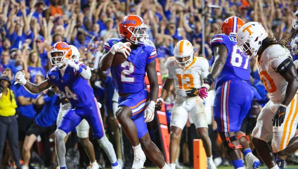 Florida Gators running back Montrell Johnson scores against Tennessee- 1280x853