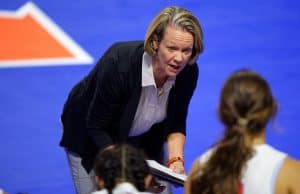 Florida Gators volleyball head coach Mary Wise coaches against LSU- 1280x853