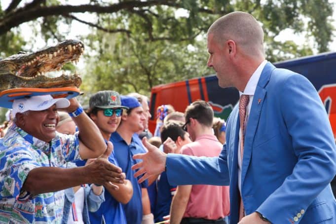 Florida Gators head coach Billy Napier before the Vanderbilt game during Gator Walk-1280x853