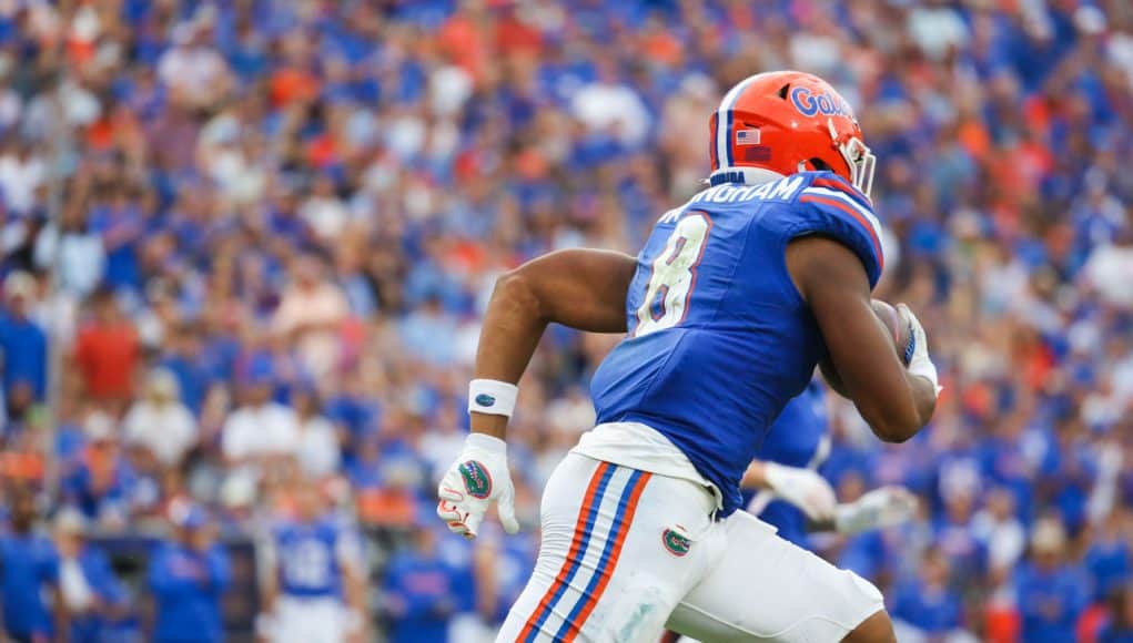 Florida Gators tight end Arlis Boardingham scores against the Vanderbilt Commodores on homecoming- 1280x853