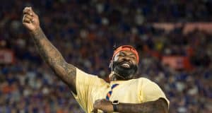 Brandon Spikes performs as Mr. Two Bits as the Florida Gators take the field to host the #5 Florida State Seminoles- 1280x853