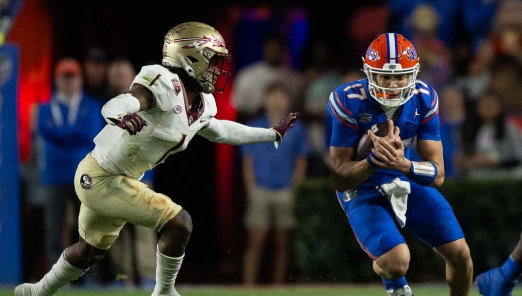 Florida Gators quarterback Max Brown runs against Florida State- 1280x853