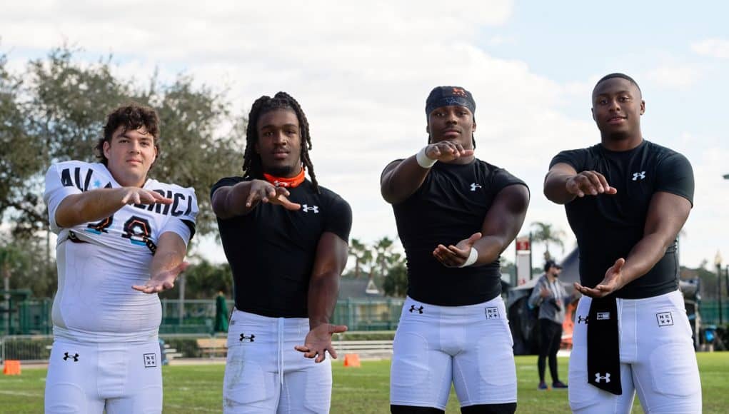 Florida Gators signees Bobby Engstler, Myles Graham, Aaron Chiles Jr, and DJ Lagway at the Under Armour Game- 1280x853