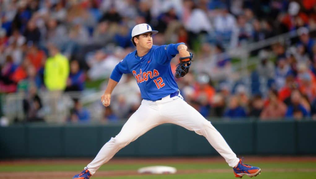 Florida Gators freshman pitcher Liam Peterson throws against Columbia- 1280x853